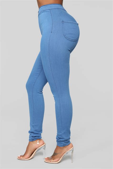 Super High Waist Denim Skinnies Medium Blue Fashion Nova