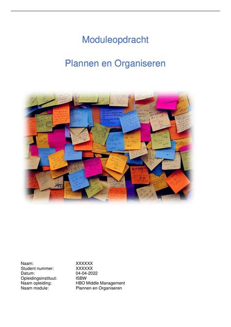 Module Opdracht Plannen En Organiseren CIJFER 9 Plannen En