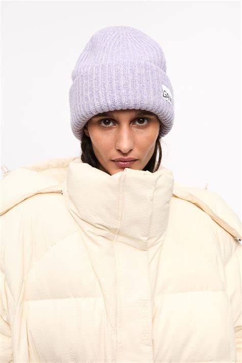 Lavender Blue Lavender Rib Knit Beanie Ganni Us