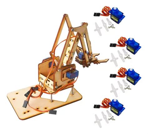 Brazo Robótico Educativo Chasis Mdf Arduino 4 Servo Sg90 MercadoLibre