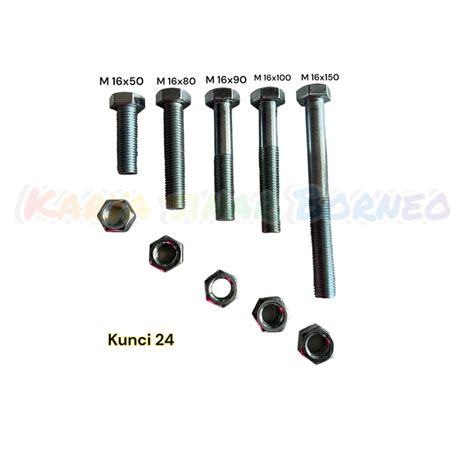 Jual Baut Mur Putih Galvanis M16x50 80 90 100 150 Shopee Indonesia