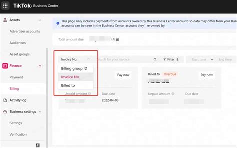 Manage Invoices Tiktok Business Center