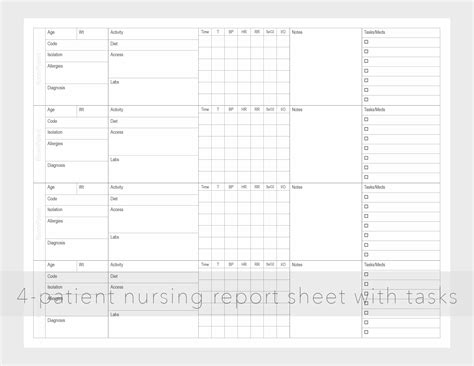 Free Printable Nurse 24 Hour Report Sheet