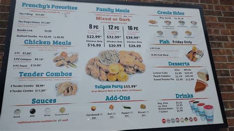 Menu at Frenchy's Chicken restaurant, Longview