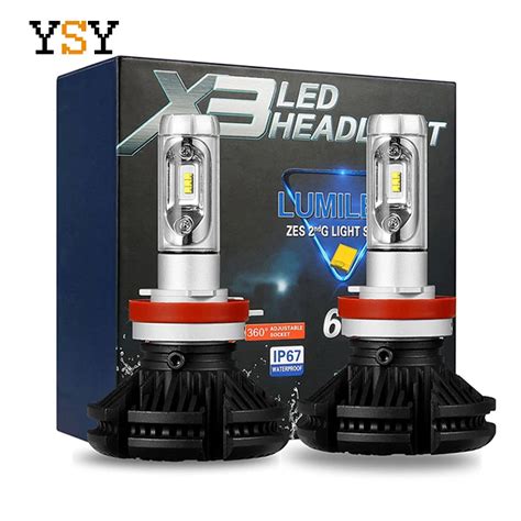 2pcs Super Bright X3 Auto LED Headlight H4 H7 H11 H3 Replacement LED