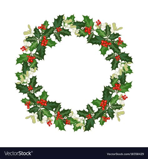 Christmas wreath with holly Royalty Free Vector Image