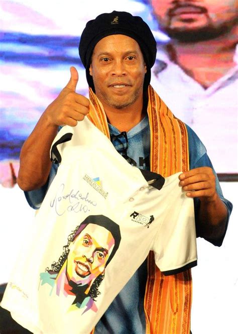 Brazilian footballer Ronaldinho Gaúcho during inauguration of the R10