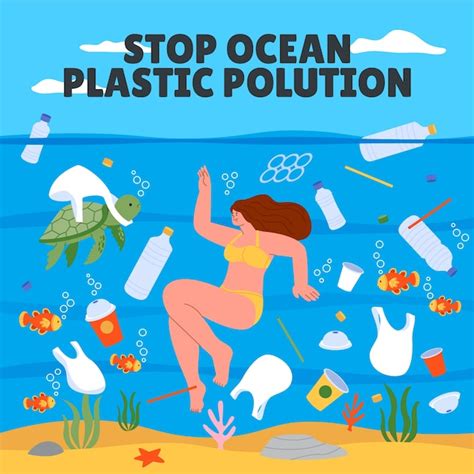 Free Vector | Hand drawn ocean plastic pollution illustration