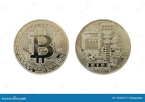 Bitcoin Currency of Silver Medal Isolated on White Background. Stock ...