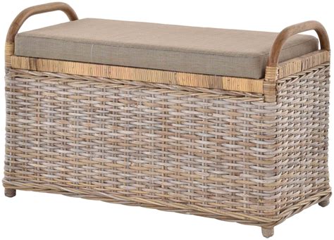 Rattan Flurbank Mit Stauraum 80cm Weiss Krines Home