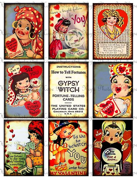 Printable Vintage Gypsy Fortune Teller Valentine 2.5x3.5 | Etsy