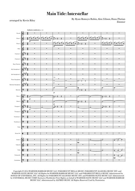 Interstellar Arr Kevin Riley By Hans Florian Zimmer Sheet Music For