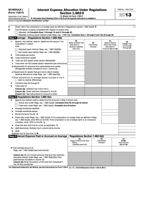 Fillable Schedule I Form F Interest Expense Allocation Under