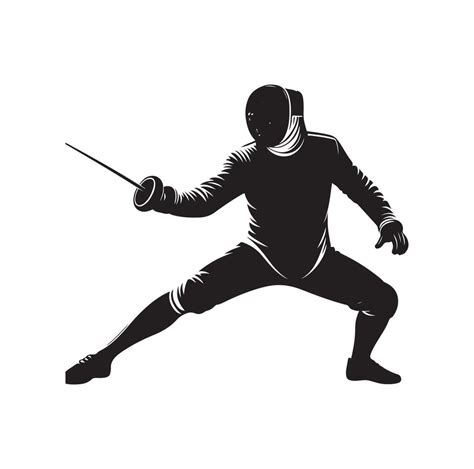 Fencing Sport Silhouette Side View Fencer Illustration