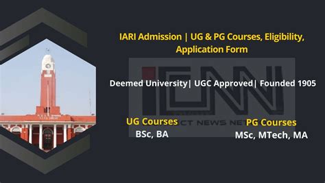 IARI Admission 2024 UG PG Courses Eligibility Fee