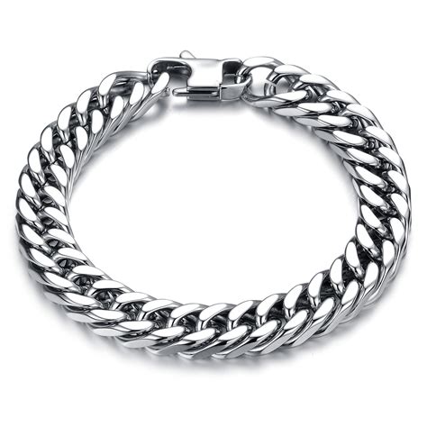 Bracelet Cha Ne Homme Acier Maille Gourmette Serr E Brg A Bijoux