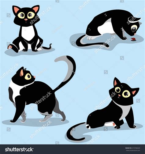 Different Cat Poses Black Cat Pose Stock Vector (Royalty Free ...