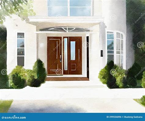 Watercolor Of Modern Expensive House Stock Illustration Illustration