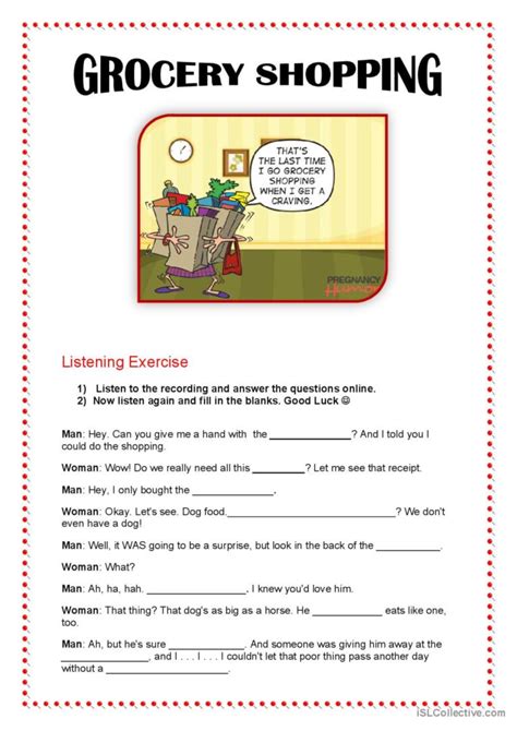 Grocery Shopping Esl Lab English Esl Worksheets Pdf And Doc