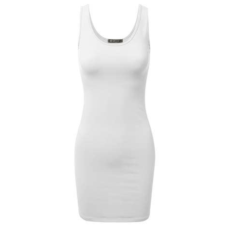 Womens Basic Scoop Neck Sleeveless Bodycon Mini Tank Dress