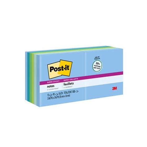 Post It Recycled Super Sticky Notes In X In Oasis Collection