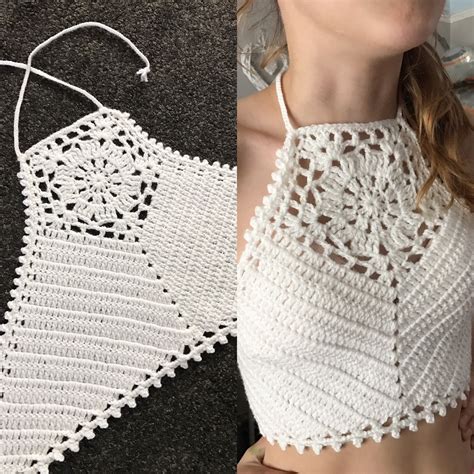 Completed Crochet Crop Top Pattern Zinnia Crop Top By Ofmars On