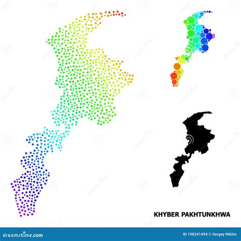 Vector Rainbow Colored Dot Map Of Khyber Pakhtunkhwa Province Stock