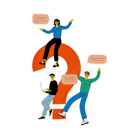 People With A Big Question Mark Colleagues Communicating Making A