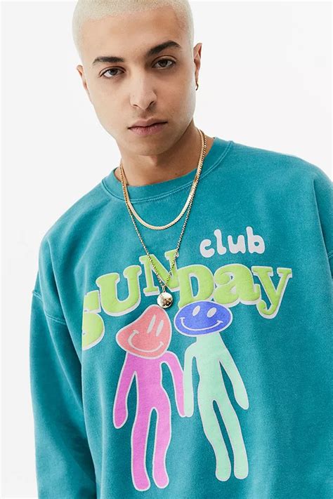 Uo Sunday Club Puff Print Sweatshirt Urban Outfitters Uk