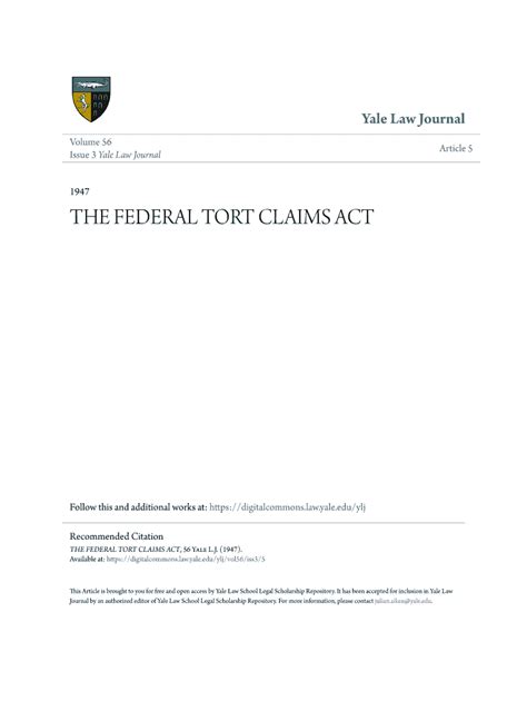 Fillable Online Digitalcommons Law Yale The Federal Tort Claims Act