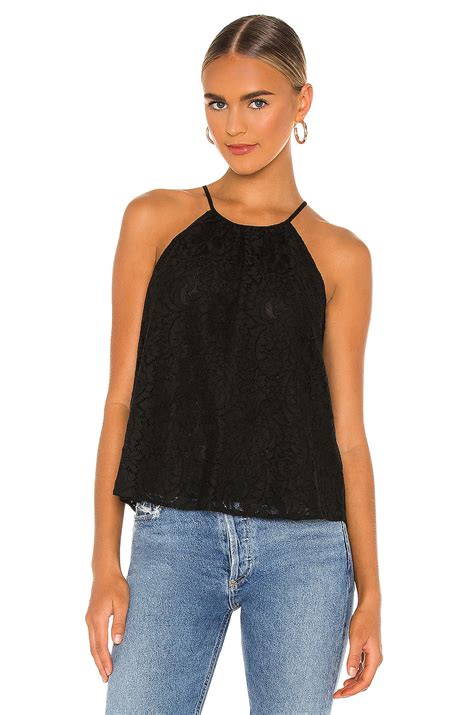 1 State Halter Neck Lace Top In Rich Black Revolve