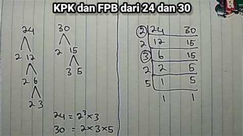 Cara Menghitung Kpk Dan Fpb Dari Dan Dengan Menggunakan Metode