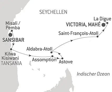 Kreuzfahrt Sansibar Aldabra und Schätze des Indischen Ozeans ab