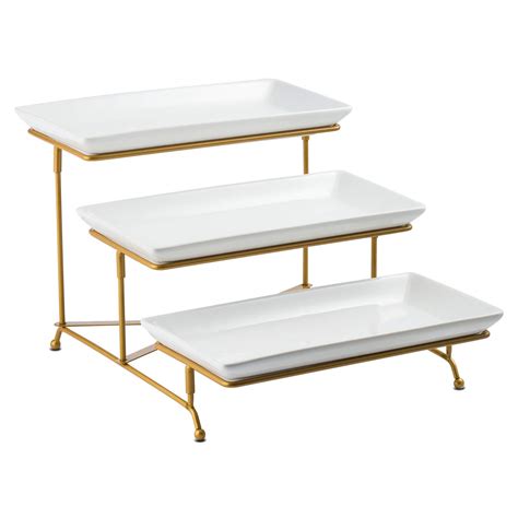 Lauchuh Tier Serving Stand With Porcelain Serving Platter Tier