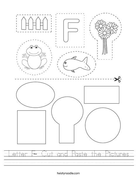 Letter F Cut And Paste The Pictures Worksheet Twisty Noodle