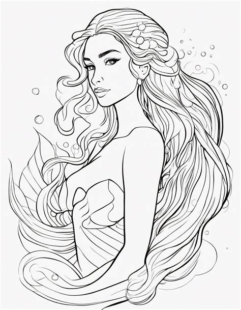 Free Cartoon Mermaid Coloring Page 2023