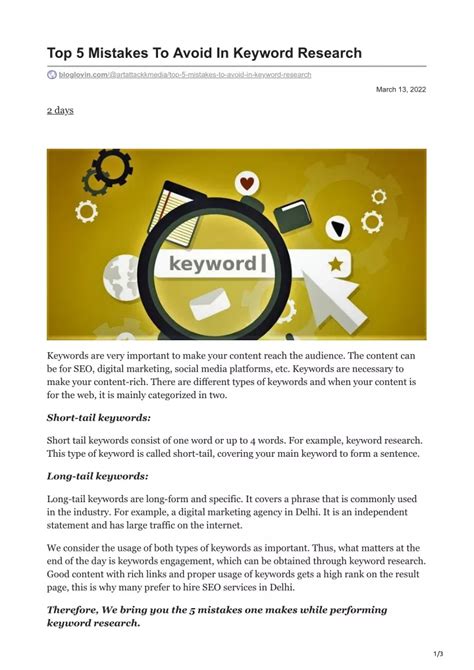 Ppt Top 5 Mistakes To Avoid In Keyword Research Powerpoint