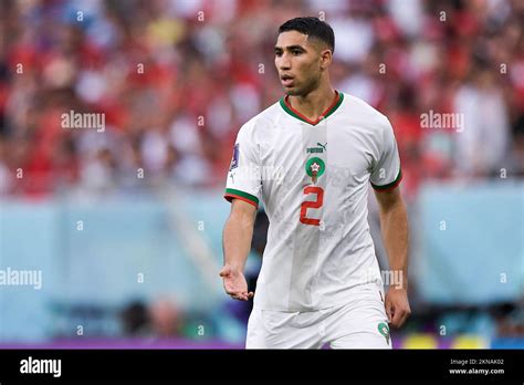 Doha Qatar November Achraf Hakimi Of Morocco Reacts During The