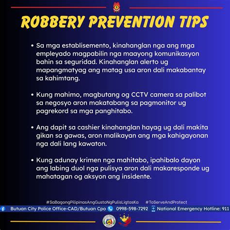 Butuan - ROBBERY PREVENTION TIPS #