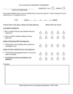 Fillable Online Umassd University Supervisor Evaluation Form Umassd