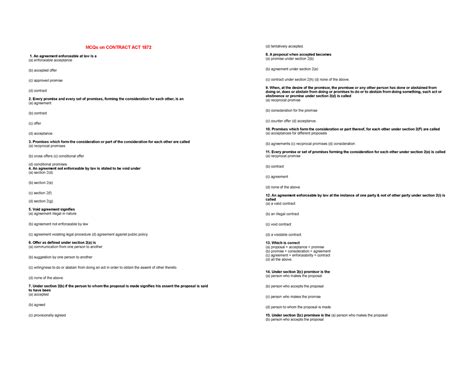 Mcq Ica This Mcq Is Related To The Indian Contract Act 1872 Mcqs