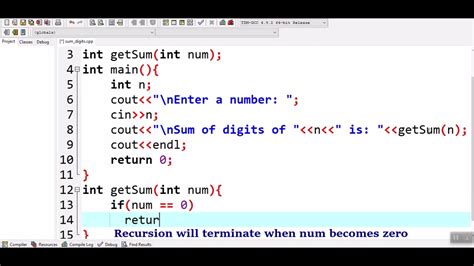 How To Find Sum Of Digits Of A Number Using Recursion In C Youtube