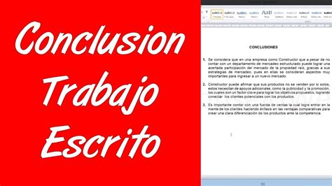 Como Hacer La Conclusion De Un Trabajo Escrito En Word 2010 Youtube