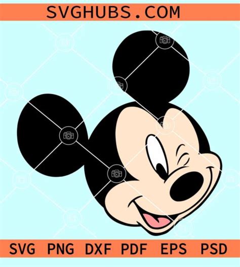 Mickey Mouse Winking Svg Disney Mickey Mouse Svg Mickey Minnie Svg