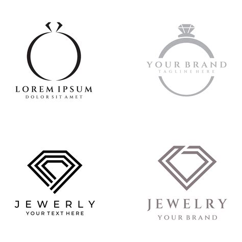 Jewelry Ring Abstract Logo Template Design With Luxury Diamonds Or Gems