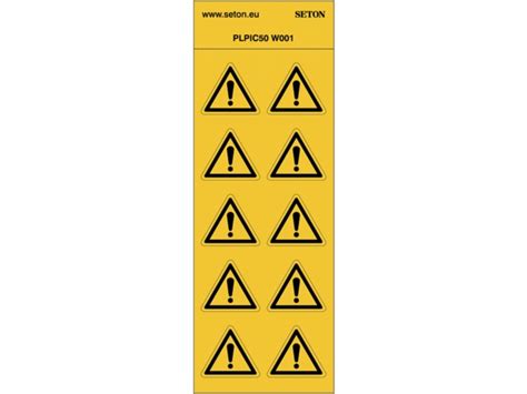 Pictogrammes en planche NF EN ISO 7010 Danger général W001 Contact SETON