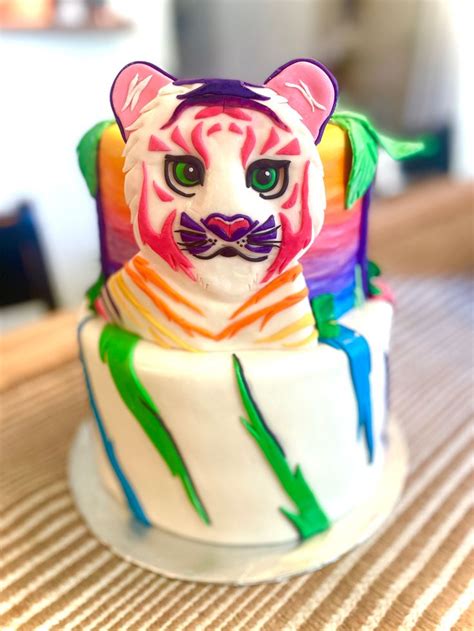 Lisa Frank Inspired White Tiger Cake