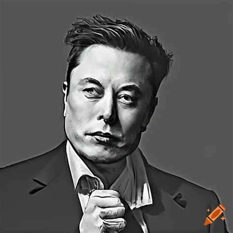 Black And White Portrait Of Elon Musk