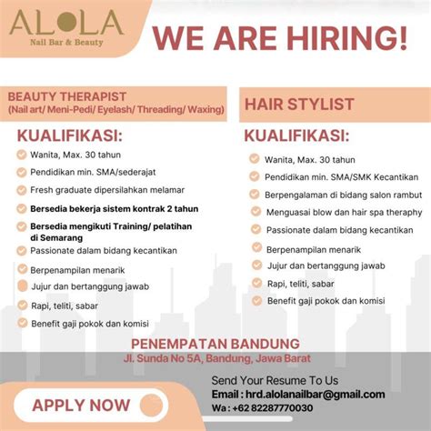 Lowongan Kerja Beauty Therapist Hair Stylist Di Alola Nail Bar