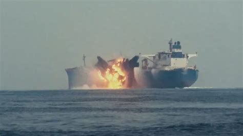 Shocking Moment Huge Explosion Erupts After British Ship Is Struck By